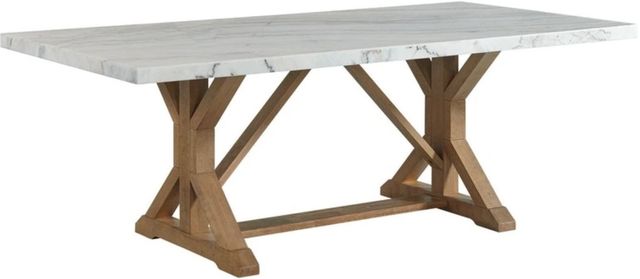 Elements International Lakeview White Dining Table with Natural Base-0