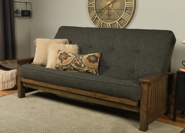 Kodiak Furniture Washington Linen Charcoal/Rustic Walnut Queen Futon with Mattress-3