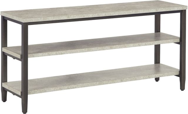 Signature Design by Ashley® Shybourne Light Gray Sofa Table with Aged Bronze Base-0
