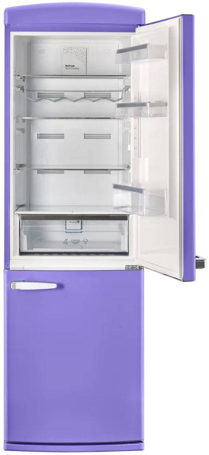 Unique Appliances 24” 12 Cu. Ft. Violet Bottom Freezer Refrigerator with Chrome Accent Handles-3