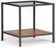 Korson Furniture Yuppie Glass Top End Table with Gray Metal Base -0