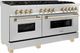 ZLINE Autograph Edition 60" Stainless Steel Pro Style Dual Fuel Range with Polished Gold Accents-1