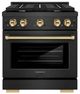 ZLINE Autograph Edition Paramount 30" Black Satin Stainless Steel/Polished Gold Gas Range with 4 Burner Cooktop and Convection Gas Oven-0