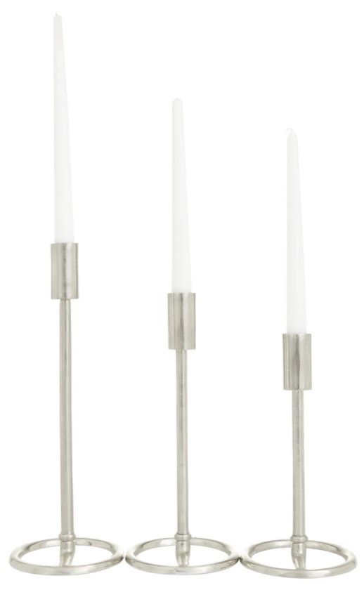 Deco Marche 3-Piece Silver Candle Holder Set-2