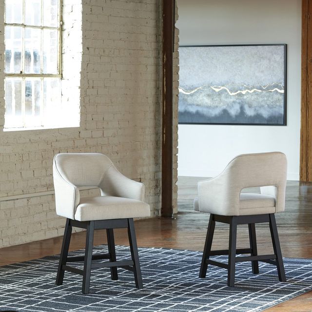 Signature Design by Ashley® Tallenger Brown/Linen Upholstered Swivel Bar Stool -5