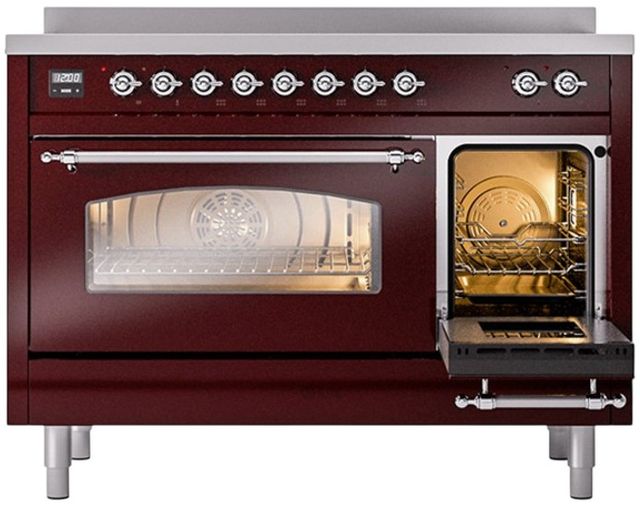 Ilve® Nostalgie II Series 48" Burgundy Pro Style Induction Range-3