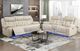 Homelegance® Huron Beige Double Power Reclining Loveseat with Center Console-1