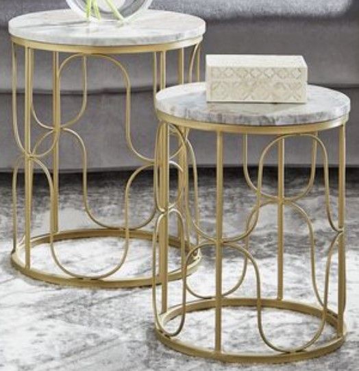 Liberty Furniture Verona 2-Piece Greystone/Satin Gold Accent Table Set-0