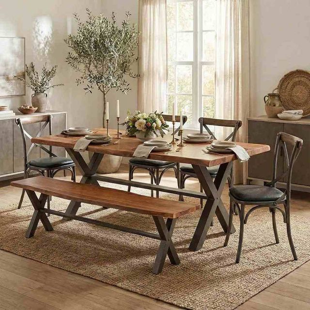 LH Home Live Edge Restore 82" Brown/Gunmetal Grey Dining Table-1