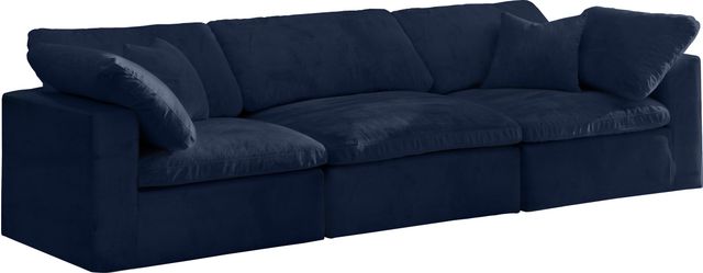 Meridian Furniture Cozy Navy Velvet 119" Cloud Modular Sofa-0