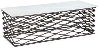 Zuo® Modern Duchess White Coffee Table with Antique Black Steel Base-0