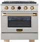 Kucht Professional KX Series 30" Stainless Steel Pro Style Propane Gas Dual Fuel Range with Gold Accents and Kucht Horus Thermostat-0
