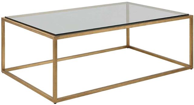 Uttermost® Bravura Glass Top Coffee Table with Brushed Gold Frame-0