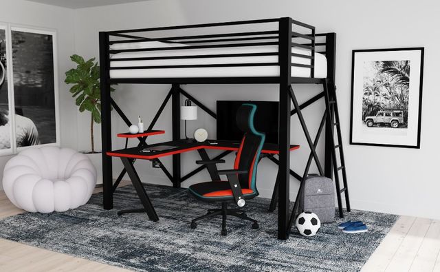 Elements International Talia Black Youth Full Loft Bunk Bed with Ladder-1