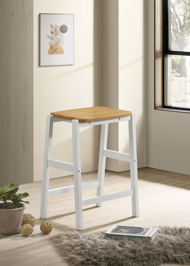 Coaster® Hollis Natural/White Wood Counter Backless Bar Stool-4