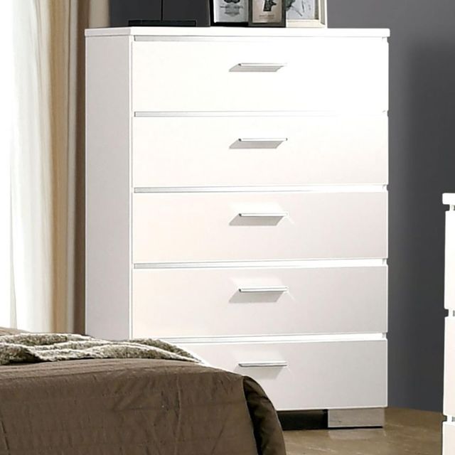 Furniture of America® Malte Chrome/White Chest-1