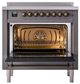 Ilve® Nostalgie II Noblesse 36'' Graphite Matte Pro Style Induction Range with Burnished Trim-2
