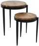 YHD Raju 2-Piece Brown Nesting Tables Set with Black Base-0