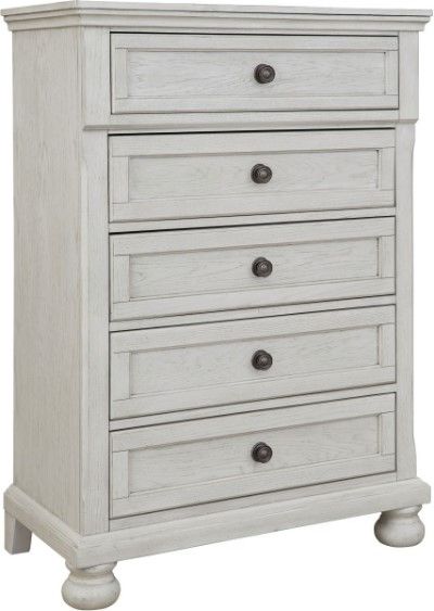 Signature Design by Ashley® Robbinsdale 5-Piece Antique White California King Panel Bed Set-4