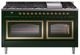 Ilve® Nostalgie II Noblesse 60'' Emerald Green Pro Style Dual Fuel Range with Brass Trim-0