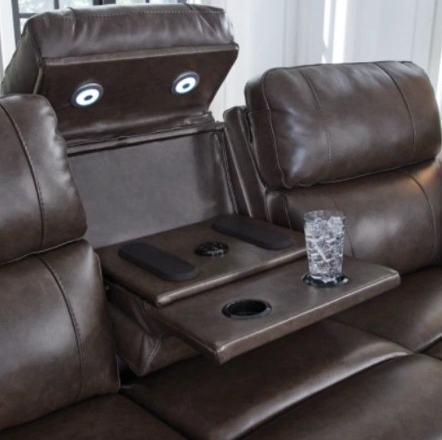 Signature Design by Ashley® Beadel Smoke Power Reclining Sofa with Adjustable Headrest-4