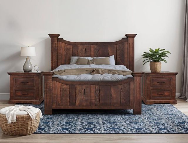 International Furniture Direct Madeira Brown Eastern King Panel Bed-1