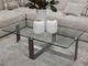 Magnussen Home® Holden Glass Top Rectangular Cocktail Table with Aged Pewter Base-1