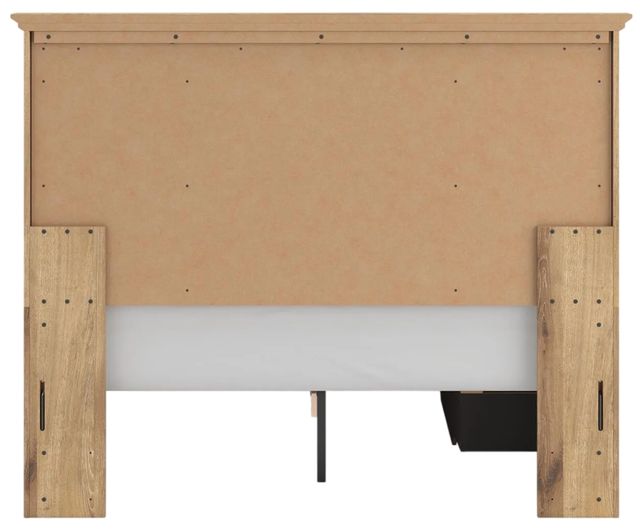 Signature Design by Ashley® Makidern Tan Queen Panel Bed with 2-Drawer Storage-4