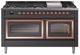 Ilve® Nostalgie II Noblesse 60'' Graphite Matte Pro Style Dual Fuel Range with Copper Trim-0