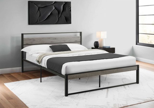 Monarch Specialties Inc. Grey/Black Metal Platform Queen Bed-2
