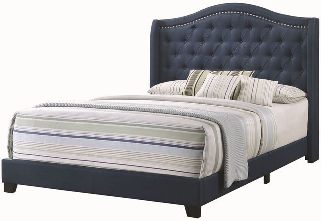 Coaster® Sonoma Navy Blue Camel Back Queen Bed-2