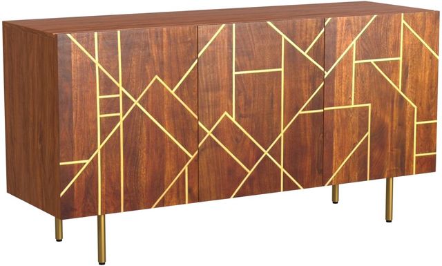 Powell® Khloe Brown/Gold Acacia Wood Console-0