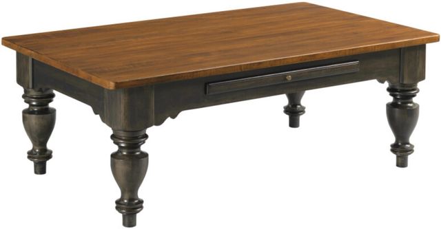 Kincaid® Bridgetown Kitridge Black Rectangular Coffee Table with Heritage Maple Base-0