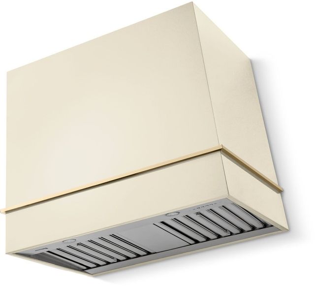 La Cornue Cornufé Loge 36" Morning Dew Wall Mounted Range Hood with Polished Brass Trim-0