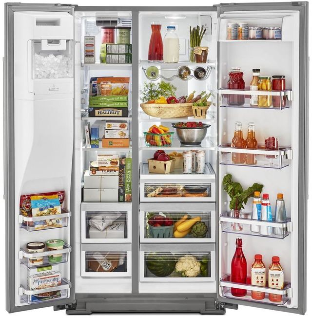 KitchenAid® 36 in. 24.8 Cu. Ft. Stainless Steel with PrintShield™ Finish Side-by-Side Refrigerator-2