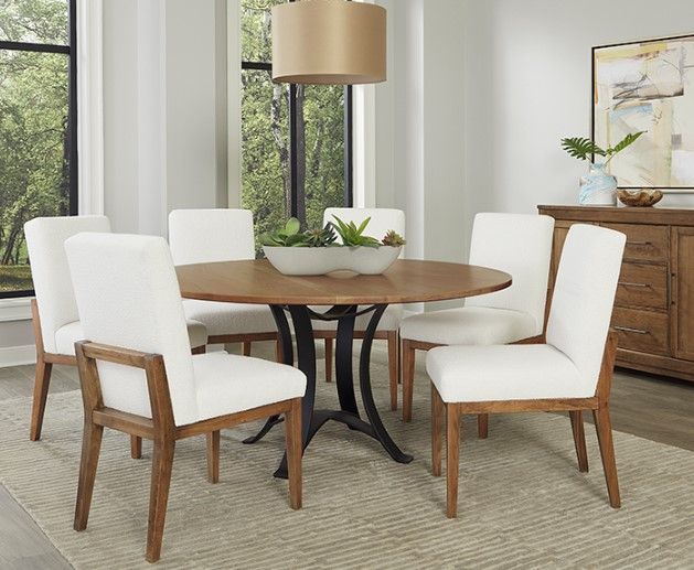 Artisan & Post by Vaughan-Bassett Crafted Cherry Dining by Ben & Erin Napier Medium Cherry 60" Round Table with Black Base-1