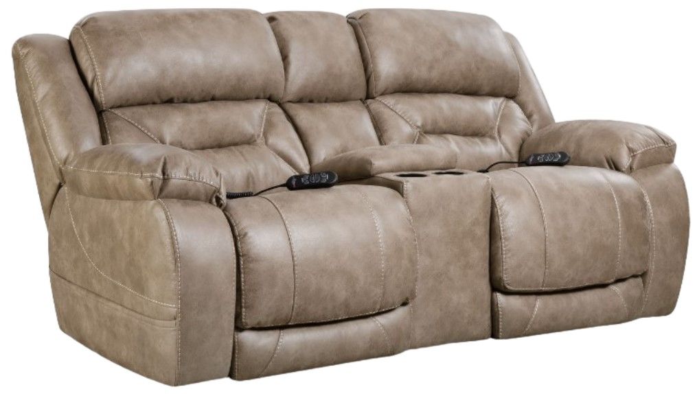 HomeStretch Enterprise Gray 78'' Power Reclining Console Loveseat ...