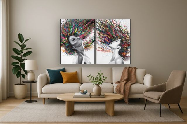 Classy Living Vibrant 2-Piece Vivid Muse: Dual Color Splash Wall Art Set-1