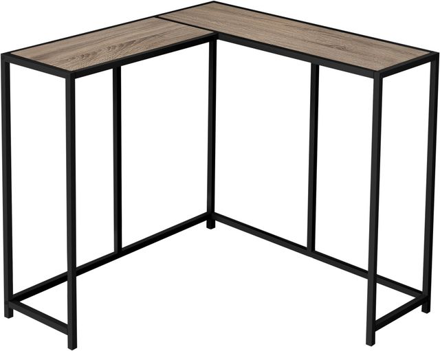 Monarch Specialties Inc. 36"L Taupe Corner Console with Black Metal Frame-0