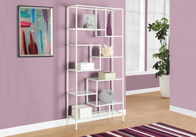 Monarch Specialties Inc. 72" L White Metal with Tempered Glass Bookcase-2