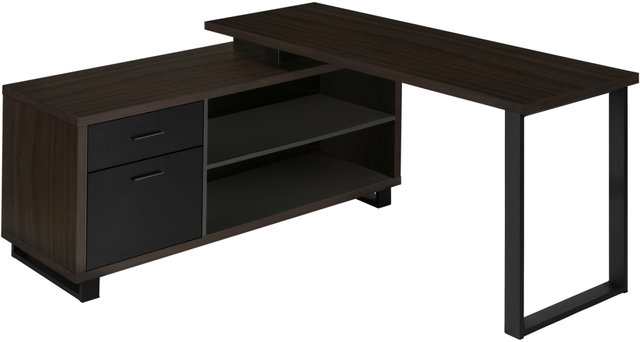Monarch Specialties Inc. Black/Espresso L Shaped Computer Desk-0