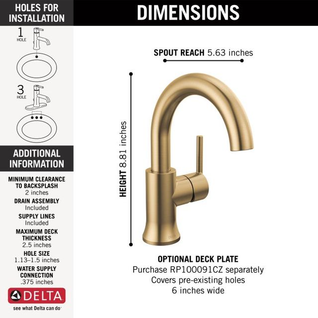 Delta Trinsic® Champagne Bronze 9" Single Handle Lever Bathroom Faucet-3