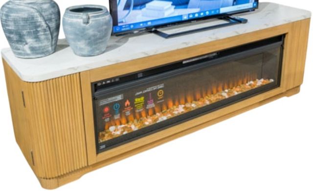 Camdill TV Stand with Fireplace - Light Brown Camdill TV Stand with Fireplace - Light Brown