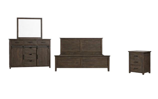 Jofran Inc. Madison County 4-Piece Barnwood Queen Barn Door Bedroom Set-0