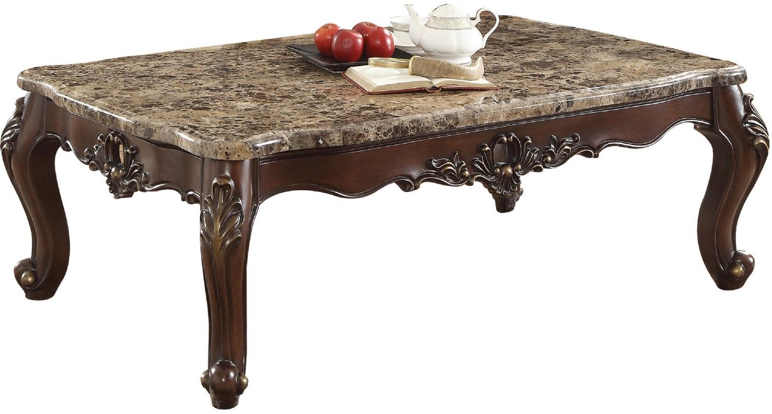 ACME Furniture Devayne Brown Marble Top Coffee Table with
