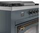Ilve® Nostalgie II Noblesse 60'' Blue Gray Pro Style Dual Fuel Range with Burnished Trim-4