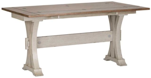 Liberty Furniture Farmhouse Reimagined Chestnut Flip Lid Sofa Table with Antique White Base-0