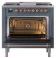 Ilve® Nostalgie II Noblesse 36'' Blue Gray Pro Style Dual Fuel Range with Copper Trim-2
