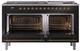 Ilve® Nostalgie II Noblesse 60'' Glossy Black Pro Style Dual Fuel Range with Brass Trim-2