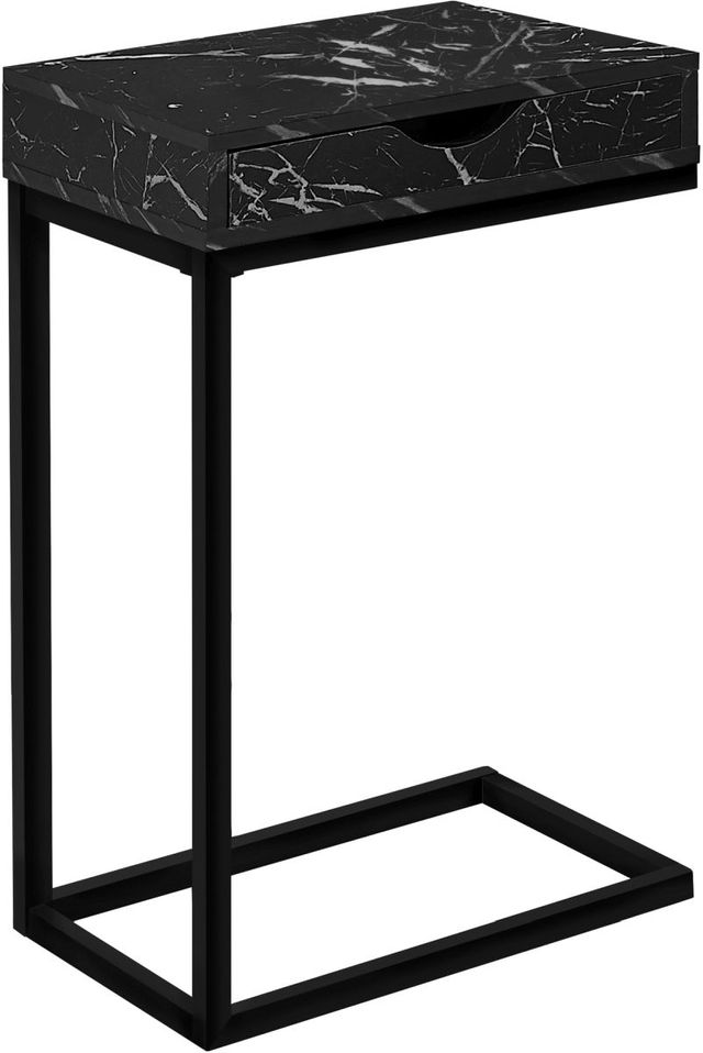 Monarch Specialties Inc. Black Marble Drawer Accent Table